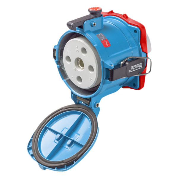 37-24047 - DS200 RECEPTACLE METAL BLUE SIZE 6 TYPE 3R 3P+N+G 200A 277/480 VAC 60 Hz NO AUX